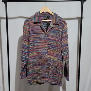 Daniel K shirt vintage top button down loose fit boho multicolor stripes 90s new